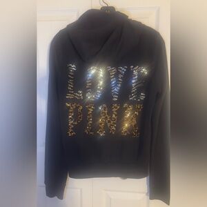 Vintage Victoria's Secret PINK black sequin zip-up hoodie